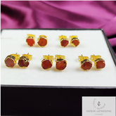 Raw Carnelian Gemstone Earrings, Carnelian Stud Earrings, Carnelian Jewelry, Healing Crystal Gift, Gold Plated Earrings, Birthstone Studs